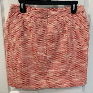 LOFT Ann Taylor Orange Red Patterned Mini Skirt With Pockets Women’s Size 6